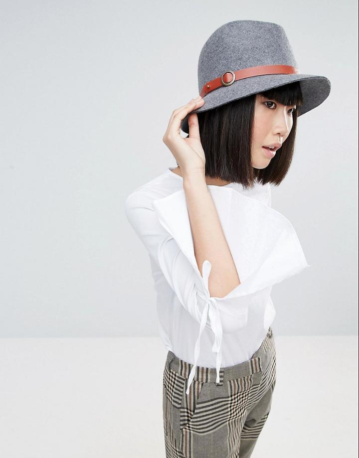 Genie By Eugenia Kim Jordan Gray Felt Hat With Camel Trim - Gray