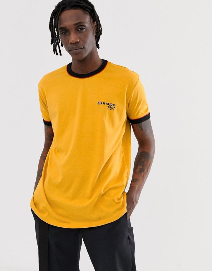 New Look Oversized Ringer Europa T-shirt In Yellow