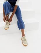 Bronx Taupe Suede Chunky Sneakers With Gum Sole - Beige