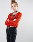 The Ragged Priest Tie Front Top With Bell Sleeve - Red