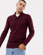 Solid Shawl Collar Knit - Red