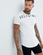 Religion Muscle Fit T-shirt With Branding In White - White