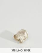 Nylon Etched Sterling Silver Ring - Silver