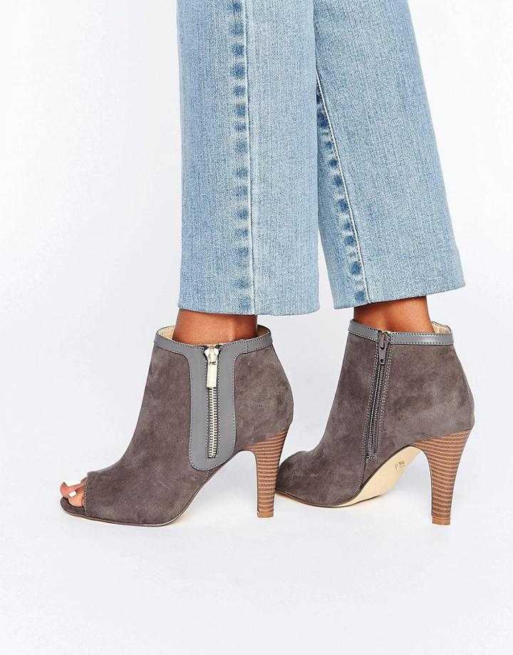 Oasis Peep Toe Heeled Ankle Boot - Gray