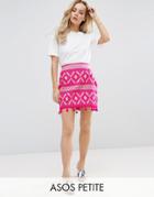 Asos Petite Mini Skirt In Jacquard With Pom Pom Hem - Pink