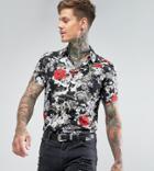 Reclaimed Vintage Inspired Shirt In Floral Reg Print - Black