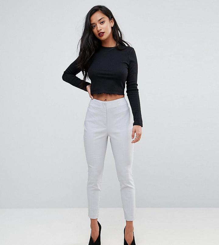 Asos Petite High Waist Pants In Skinny Fit - Silver