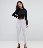 Asos Petite High Waist Pants In Skinny Fit - Silver