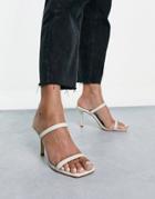Ever New Faux Leather Strappy Siletto Mules In Stone-neutral