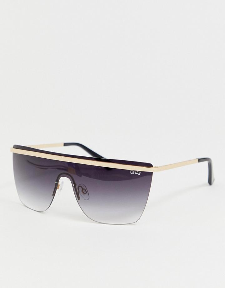Quay Australia X J Lo Get It Right Flatbrow Sunglasses In Black - Black