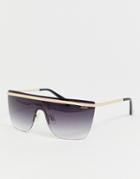 Quay Australia X J Lo Get It Right Flatbrow Sunglasses In Black - Black