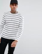 Pull & Bear Extra Fine Striped Sweater In White And Gray - White