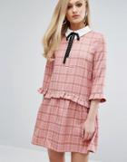 Sister Jane Smock Dress With Collar In Plaid - Pink
