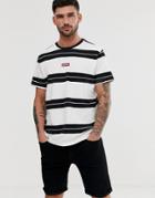 Levi's Small Embroidered Tab Logo Stripe Relaxed Fit T-shirt In White