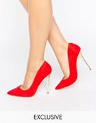Office Shop Suede Gold Heeled Shoes - Red