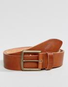 Asos Wide Leather Belt In Tan - Tan