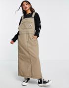 Carhartt Wip Overall Dress With Contrast Stitching And Logo Pocket-neutral