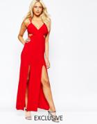 Love Cami Strap Maxi Dress With Thigh Split - Red