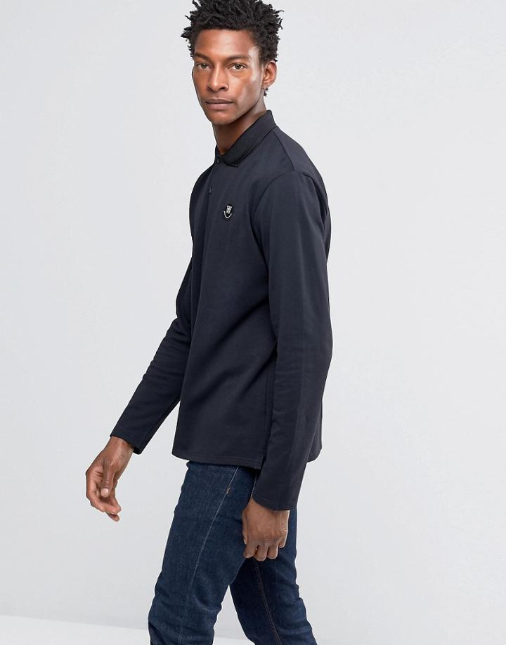 Wood Wood George Long Sleeve Polo - Navy