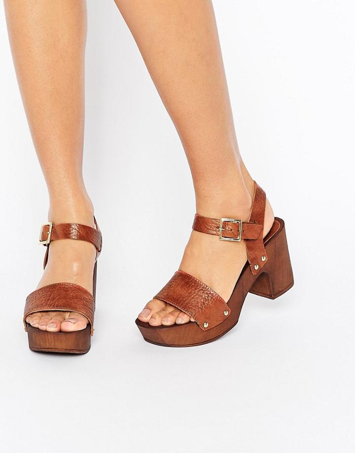 Asos Talla Leather Heeled Sandals - Tan