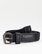 Bolongaro Trevor Woven Leather Belt In Black
