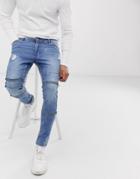 Night Addict Skinny Fit Biker Jeans-blue