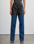 4th & Reckless High Waisted Pu Jeans In Blue