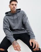 Asos Design Oversized Hoodie In Charcoal Interest Fabric - Gray