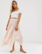 Asos Design Asymmetric Pirate High Low City Maxi Skirt - Cream