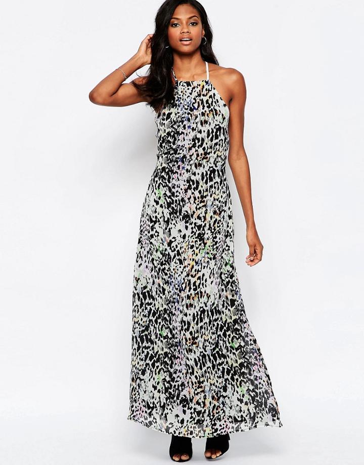 Goldie Elegance Maxi Dress With Low Back In Leopard Print - Multi