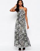 Goldie Elegance Maxi Dress With Low Back In Leopard Print - Multi