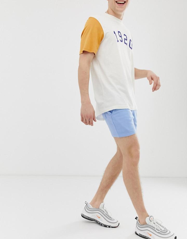 Asos Design Jersey Skinny Shorts In Blue - Blue