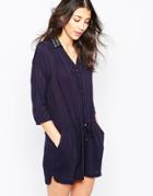See U Soon Shirt Dress With Embellished Collar - Navy