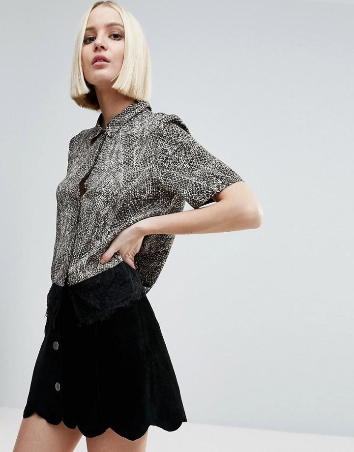 Vero Moda Top With Lace Trim - Multi