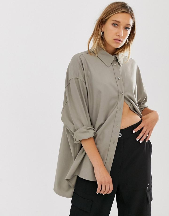 Weekday Overshized Shirt In Light Gray Mole