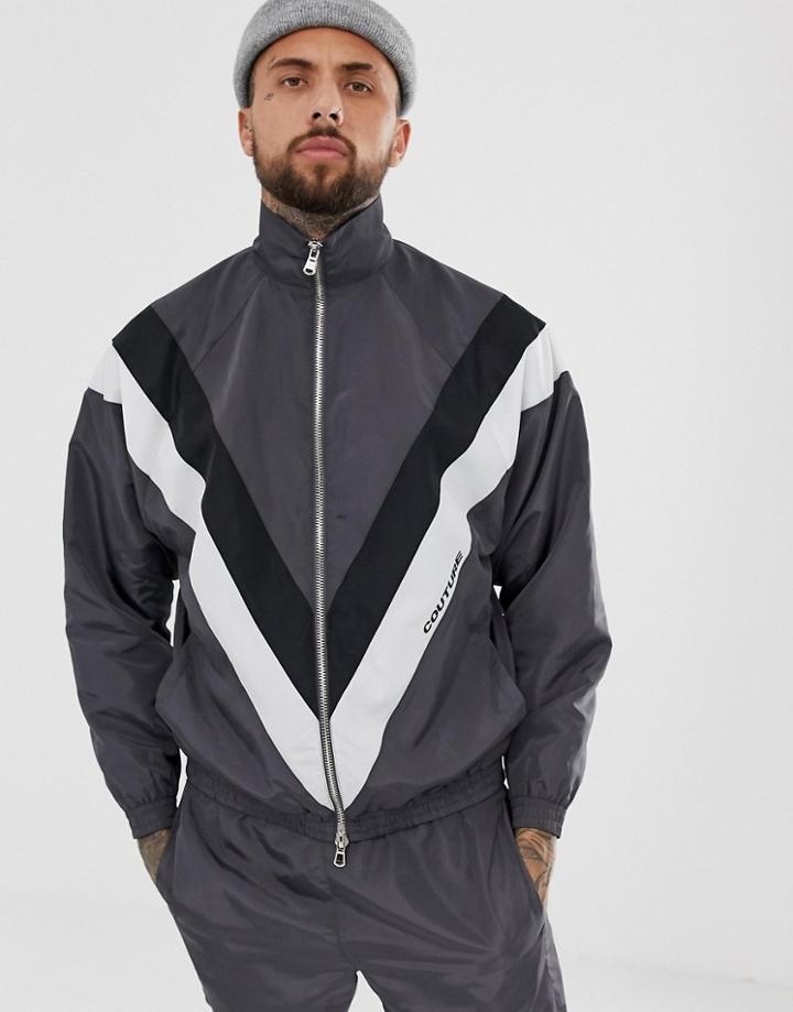 The Couture Club Track Top In Gray Shell - Gray