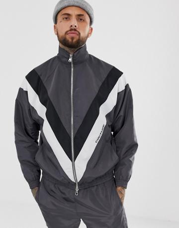 The Couture Club Track Top In Gray Shell - Gray