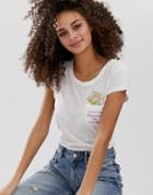 Brave Soul Bouquet Pocket Detail T Shirt-cream