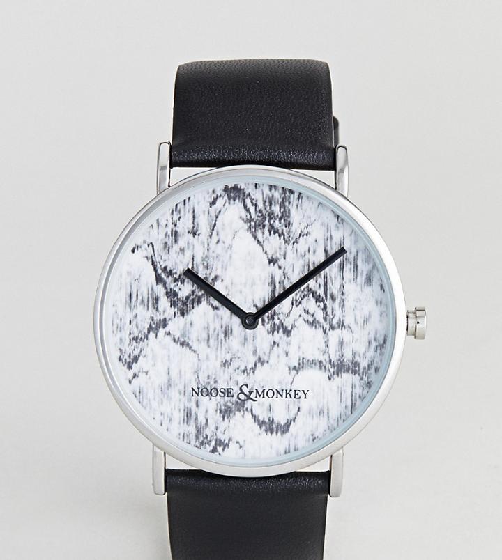 Noose & Monkey Watch With Leather Strap - Black