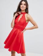 Jessica Wright Choker Neck Skater Dress - Orange