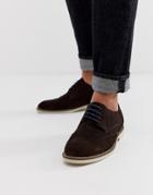 Silver Street Suede Derby Brogue In Brown - Brown