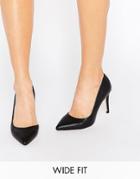 Faith Wide Fit Cliff Black Cut Out Pumps - Black Pu