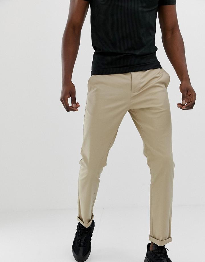 Asos Design Slim Chinos In Putty-beige