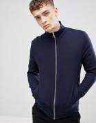 Asos Design Jersey Track Jacket In Navy - Navy
