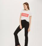 Topshop Tall Skinny Ribbed Flare Pants In Black