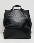 Asos Design Embossed Top Handle Backpack - Black