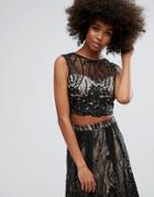 Lipsy Lace Overlay Crop Top - Multi