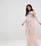 Frock And Frill Plus Premium All Over Embellished Maxi Dress - Pink