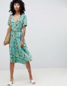 Ichi Floral Wrap Dress-green
