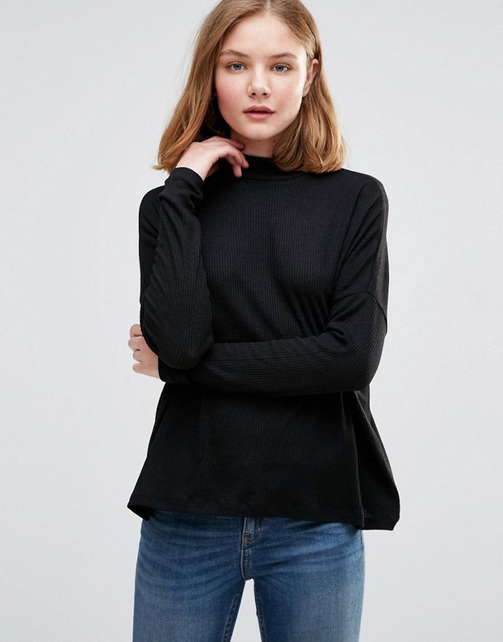 Vero Moda Moda Sofia Long Sleeve Rib Top - Black
